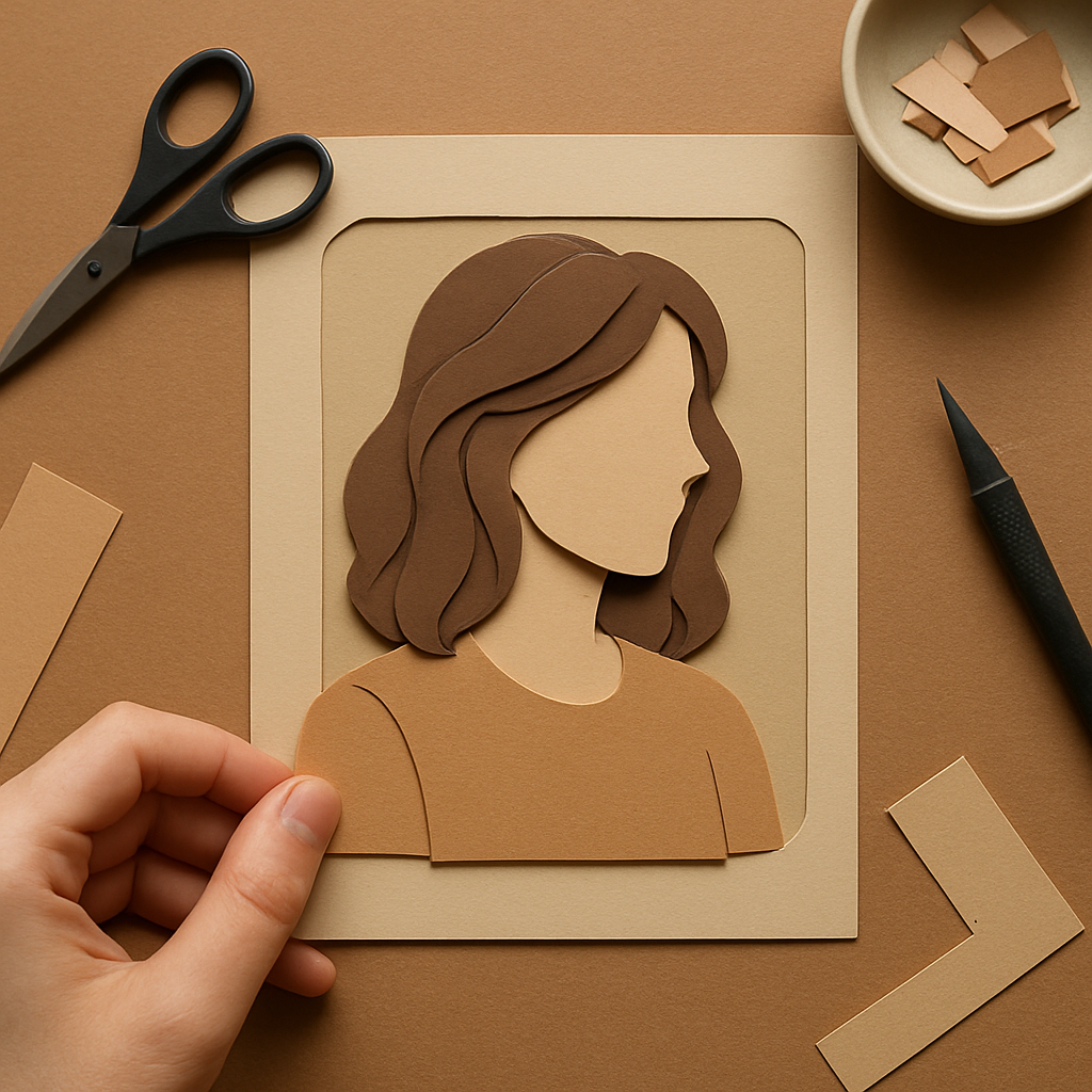 Retrato em recorte de papel (paper cut)