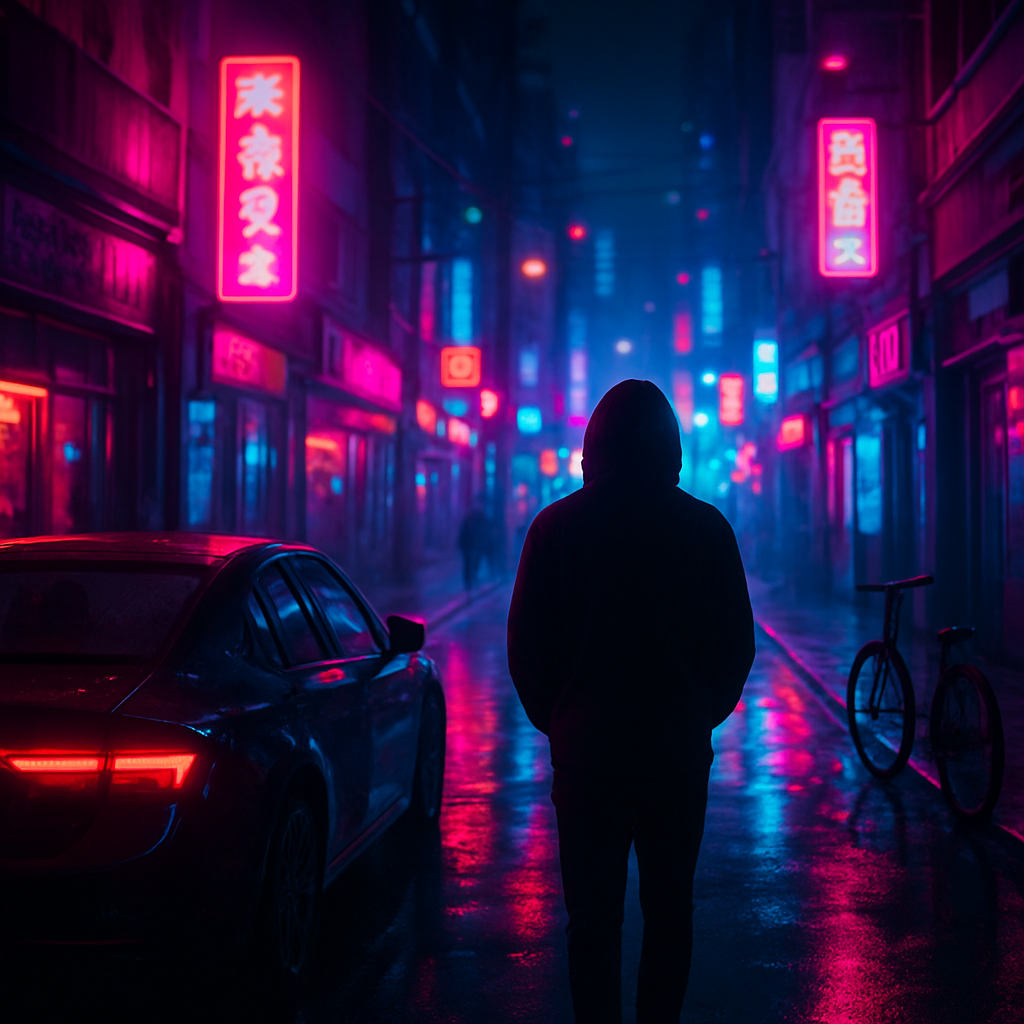 Cena em neon cyberpunk