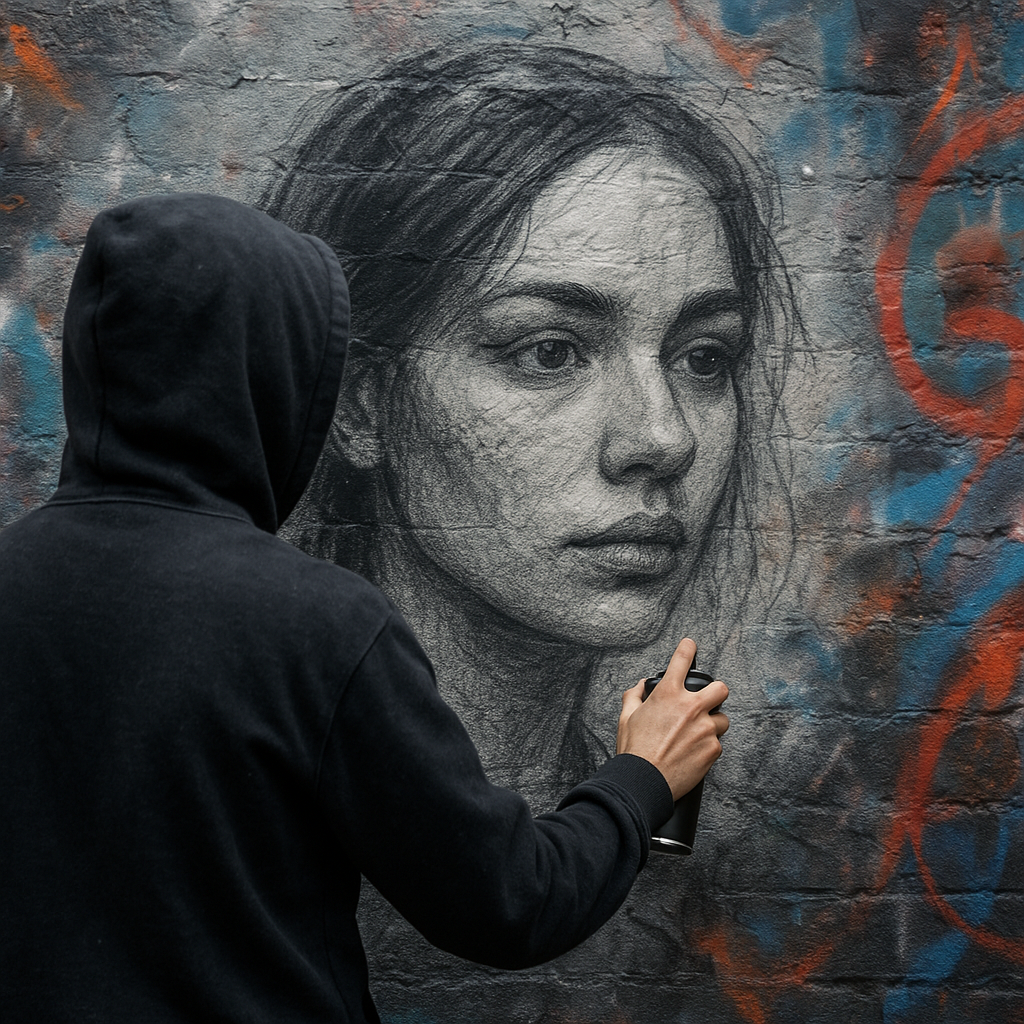 Graphite Portrait in Street Art Style