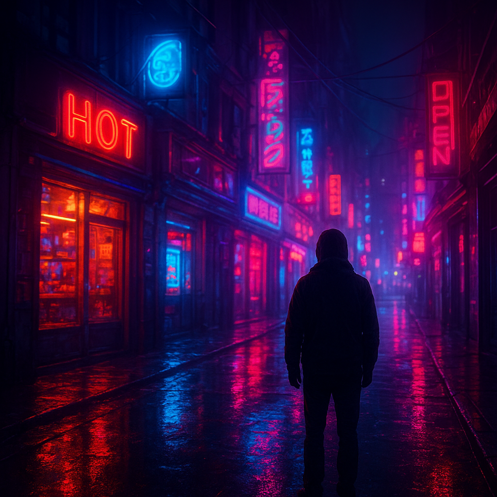 Cena em neon cyberpunk